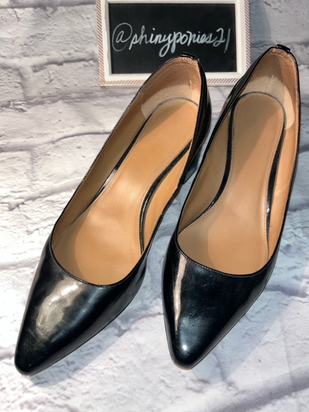 Calvin Klein Black Patent Pointed-Toe Pumps